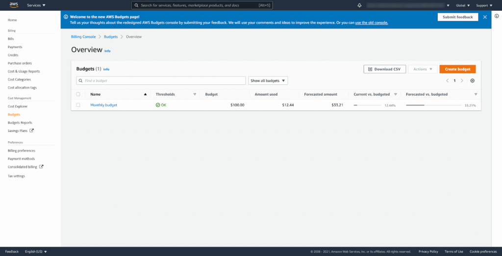 Creating AWS Budgets: Savings Plans and Cost Budget 11